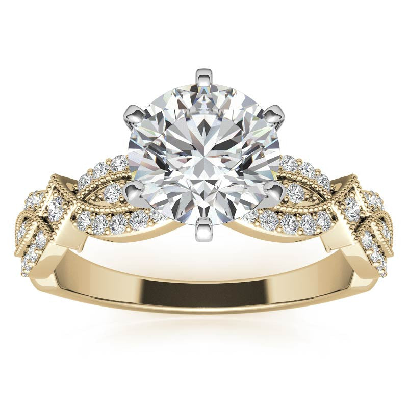 Milgrain Infinity Style Moissanite Engagement Ring