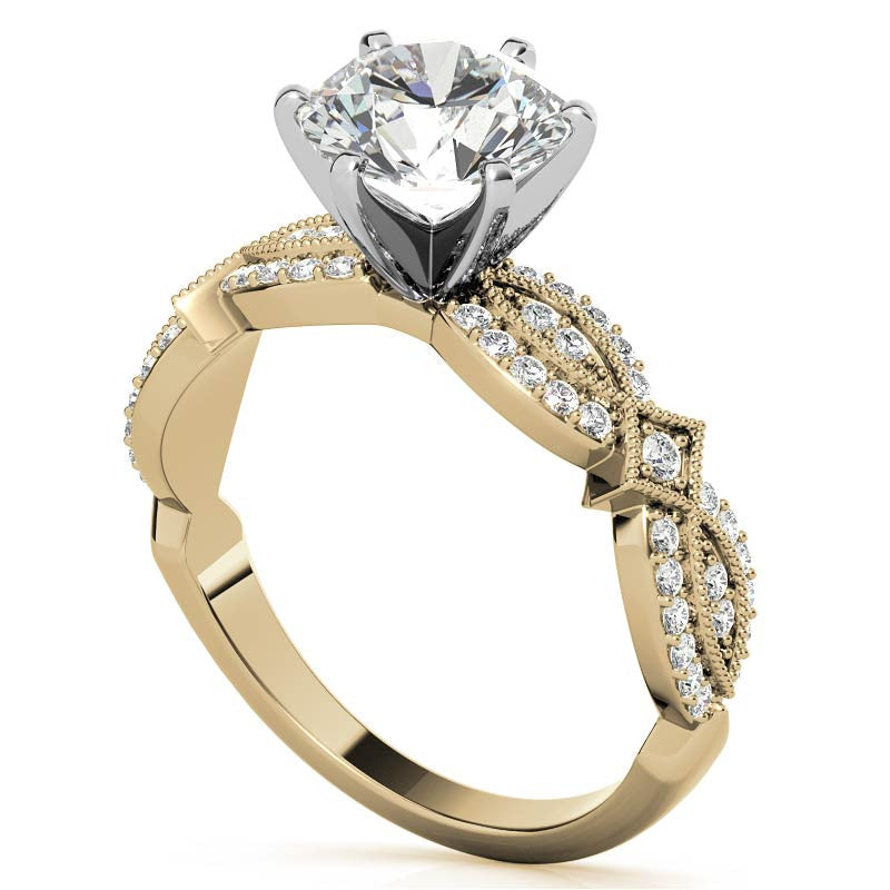 Milgrain Infinity Style Moissanite Engagement Ring