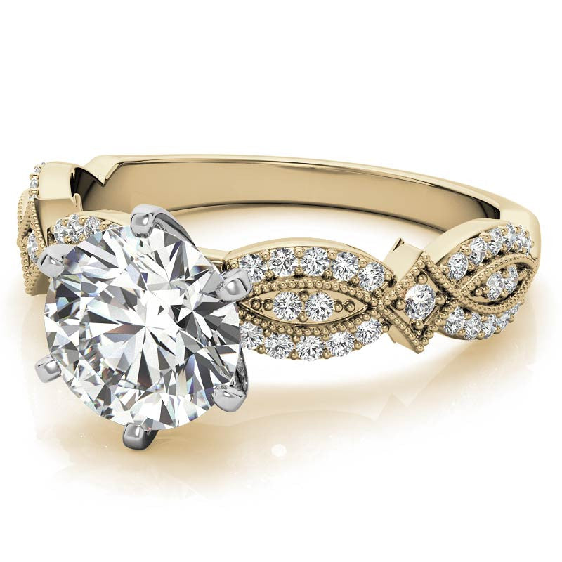 Milgrain Infinity Style Moissanite Engagement Ring