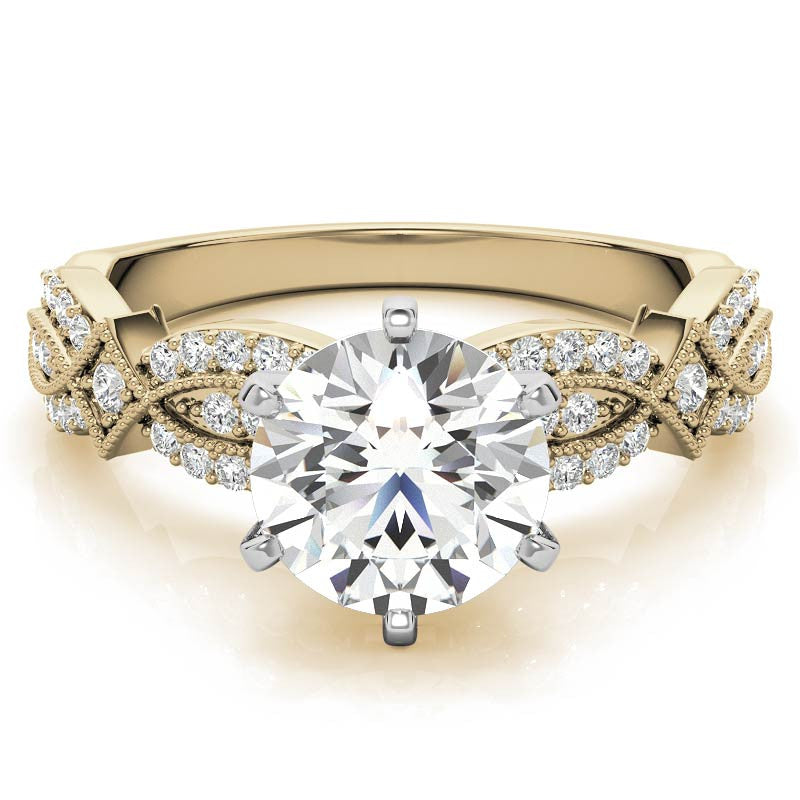 Milgrain Infinity Style Moissanite Engagement Ring