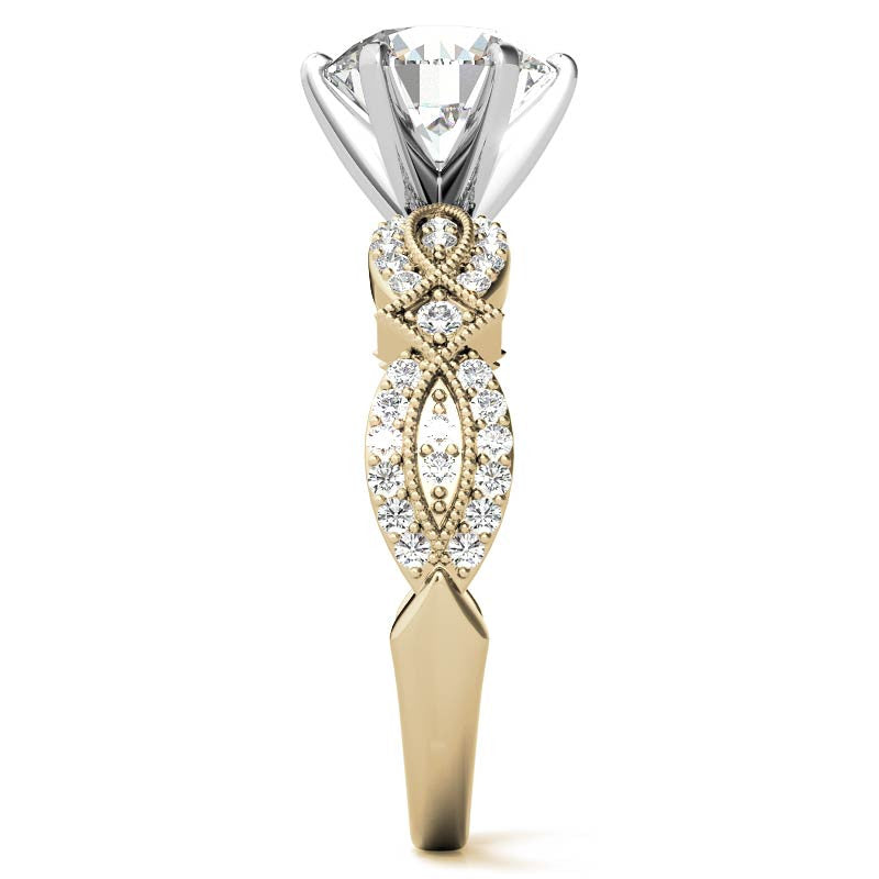 Milgrain Infinity Style Moissanite Engagement Ring
