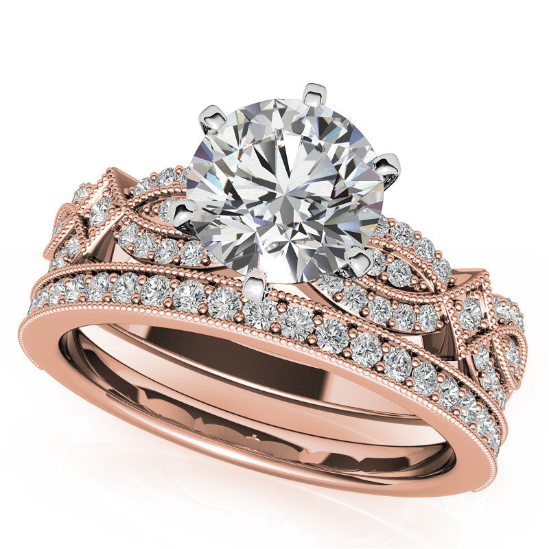 Milgrain Infinity Style Moissanite Engagement Ring