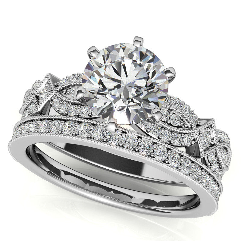 Milgrain Infinity Style Moissanite Engagement Ring