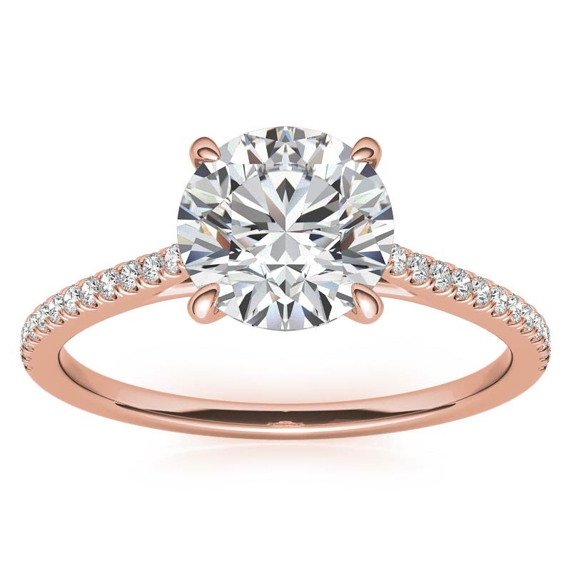 Round 4-Prong Cathedral Moissanite Engagement Ring