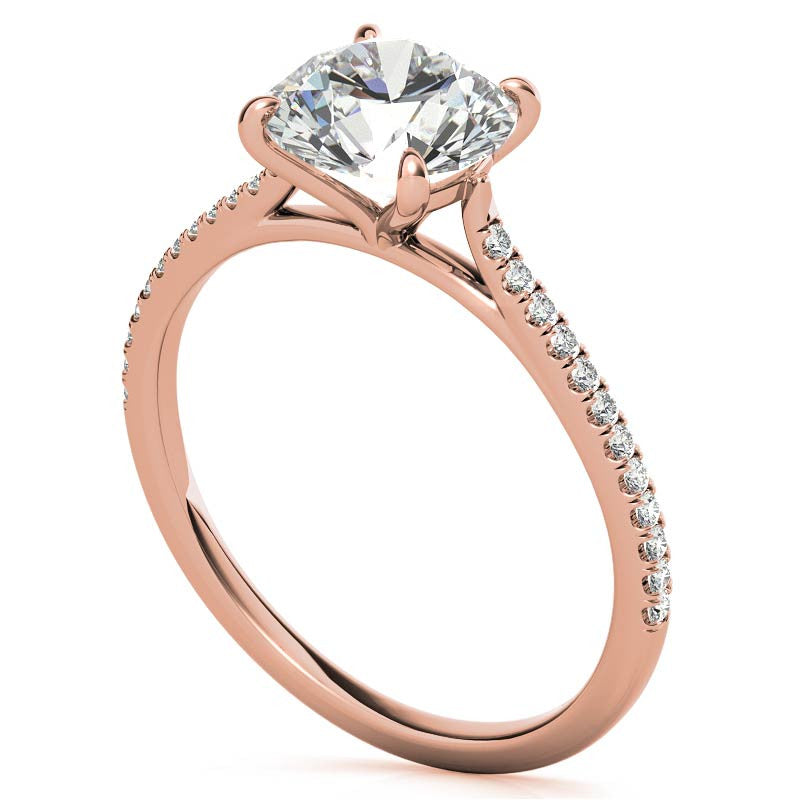 Round 4-Prong Cathedral Moissanite Engagement Ring