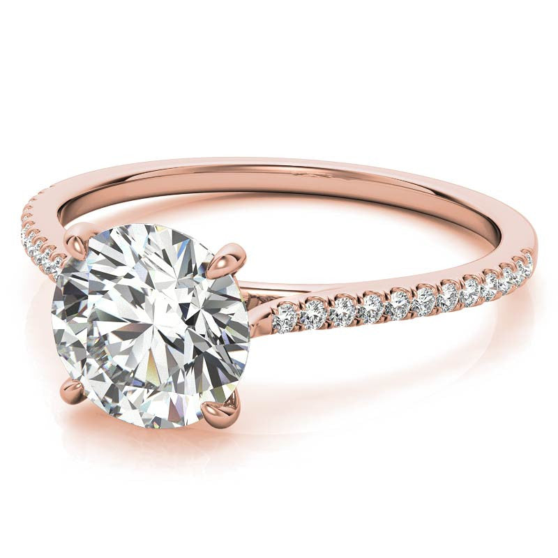Round 4-Prong Cathedral Moissanite Engagement Ring