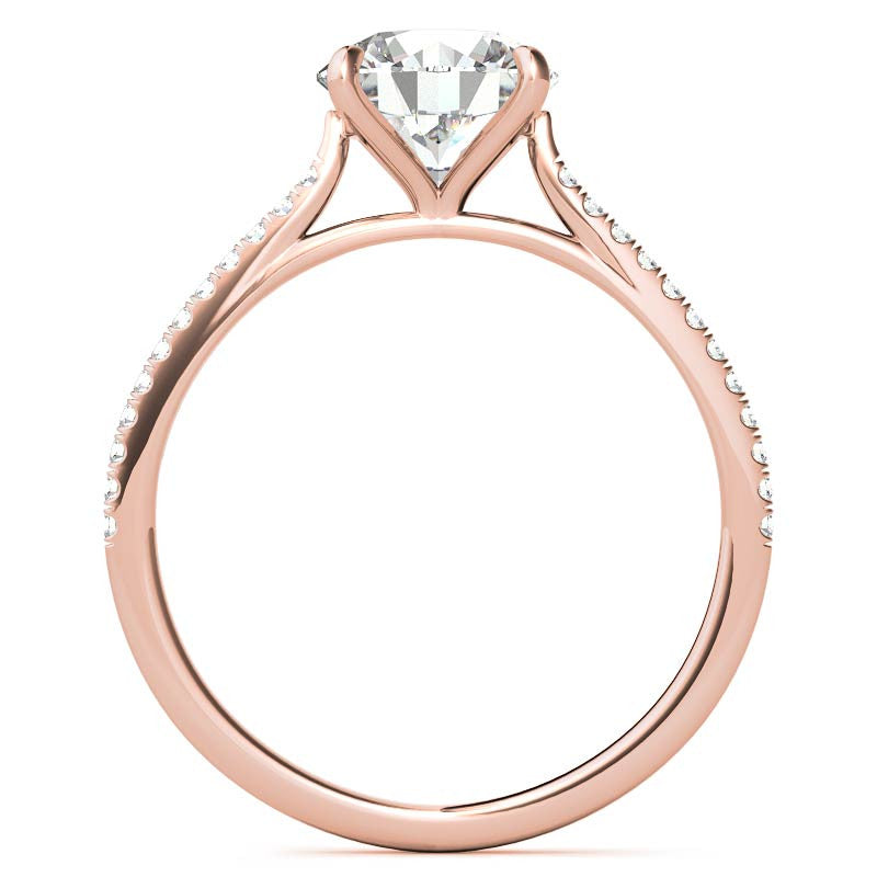 Round 4-Prong Cathedral Moissanite Engagement Ring