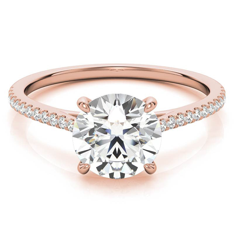 Round 4-Prong Cathedral Moissanite Engagement Ring