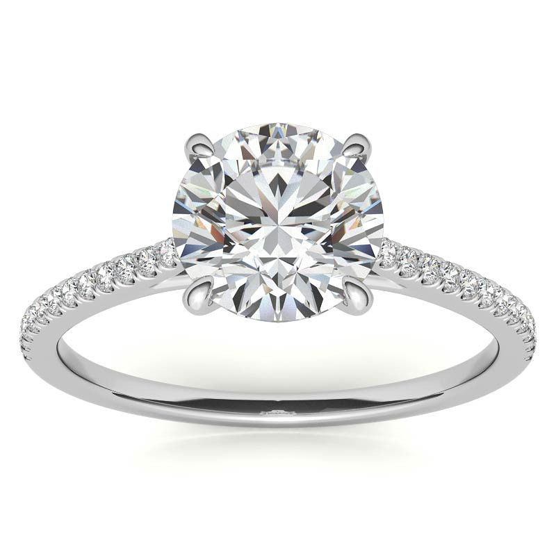 Round 4-Prong Cathedral Moissanite Engagement Ring