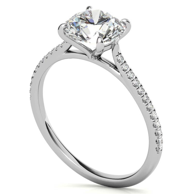 Round 4-Prong Cathedral Moissanite Engagement Ring