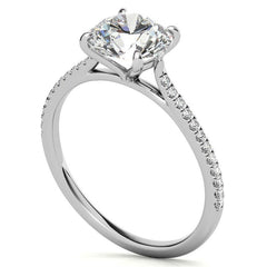 Round 4-Prong Cathedral Moissanite Engagement Ring