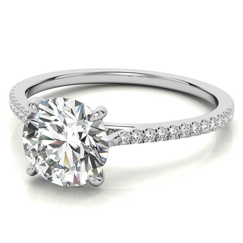 Round 4-Prong Cathedral Moissanite Engagement Ring