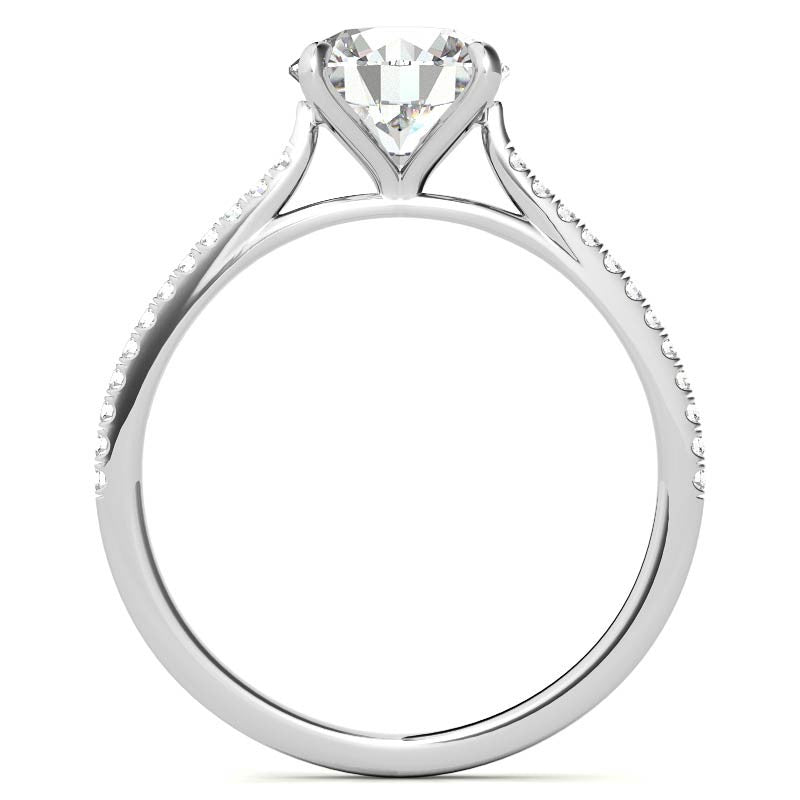 Round 4-Prong Cathedral Moissanite Engagement Ring