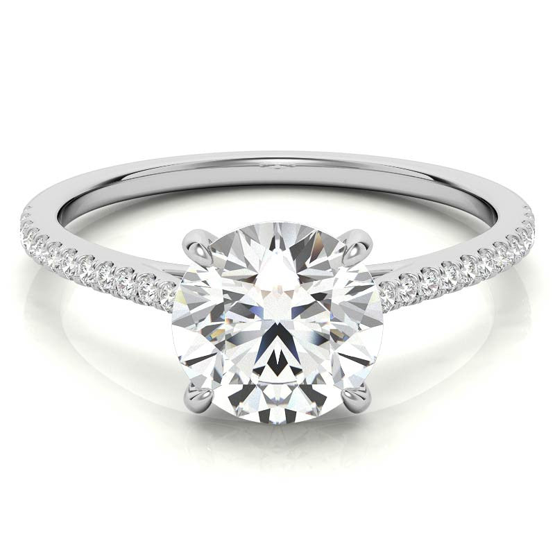 Round 4-Prong Cathedral Moissanite Engagement Ring