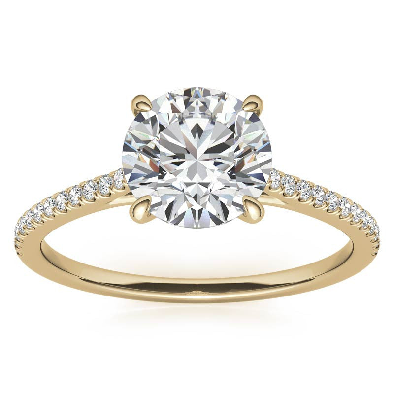 Round 4-Prong Cathedral Moissanite Engagement Ring