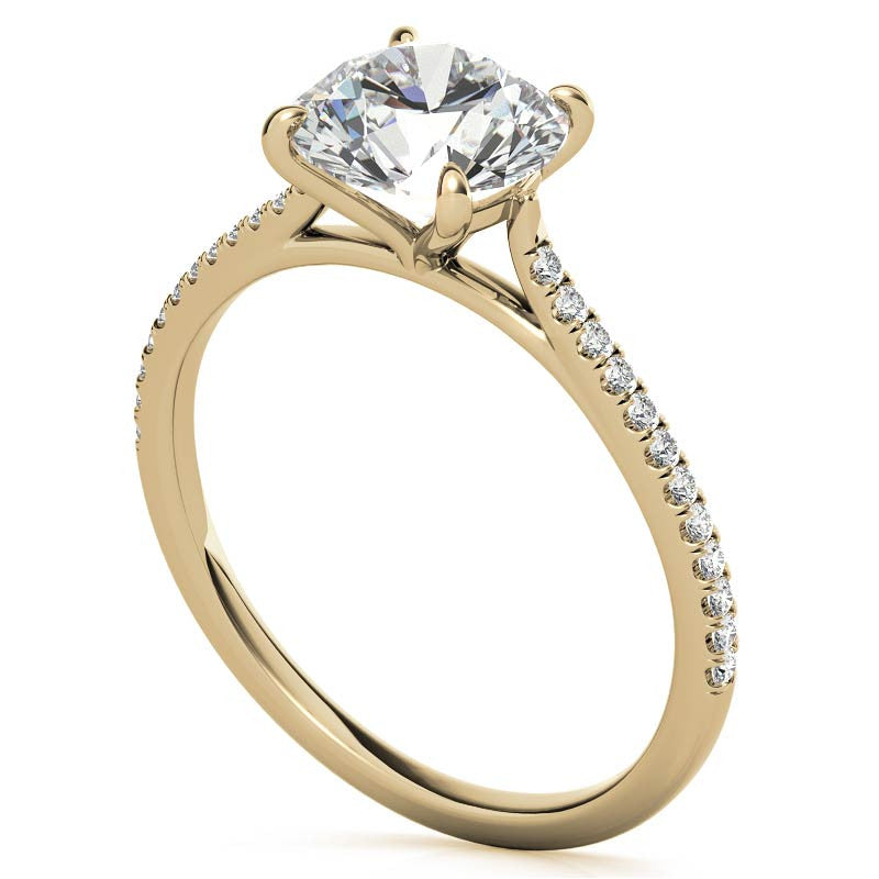 Round 4-Prong Cathedral Moissanite Engagement Ring