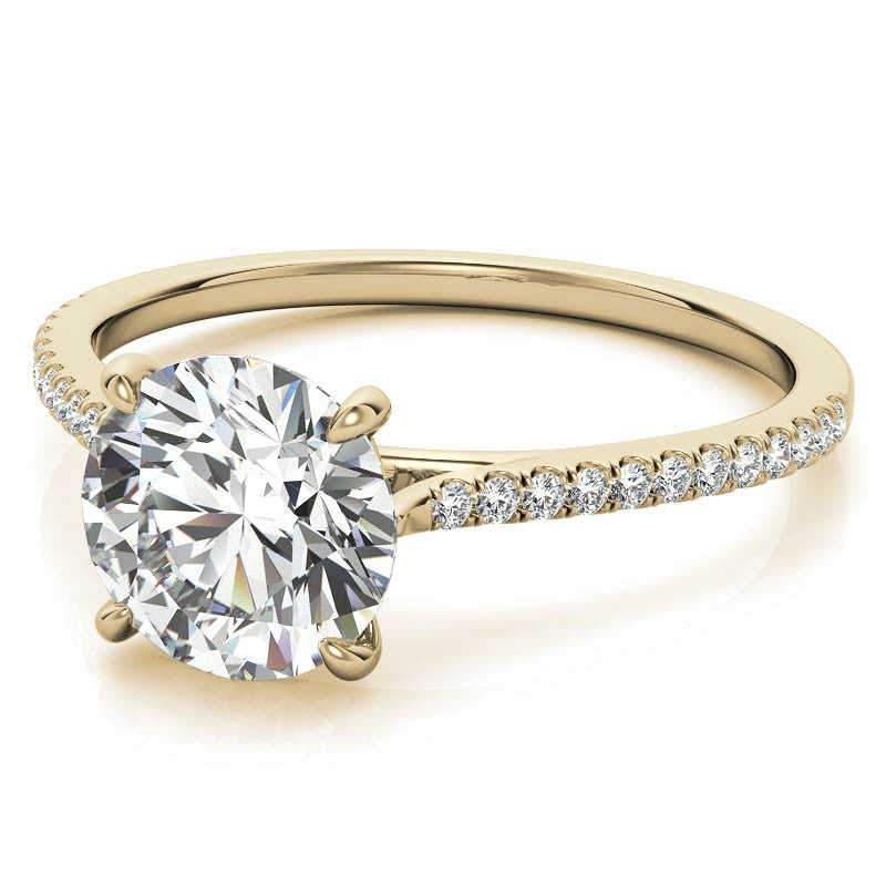 Round 4-Prong Cathedral Moissanite Engagement Ring