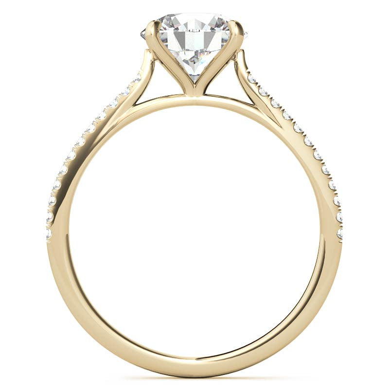 Round 4-Prong Cathedral Moissanite Engagement Ring