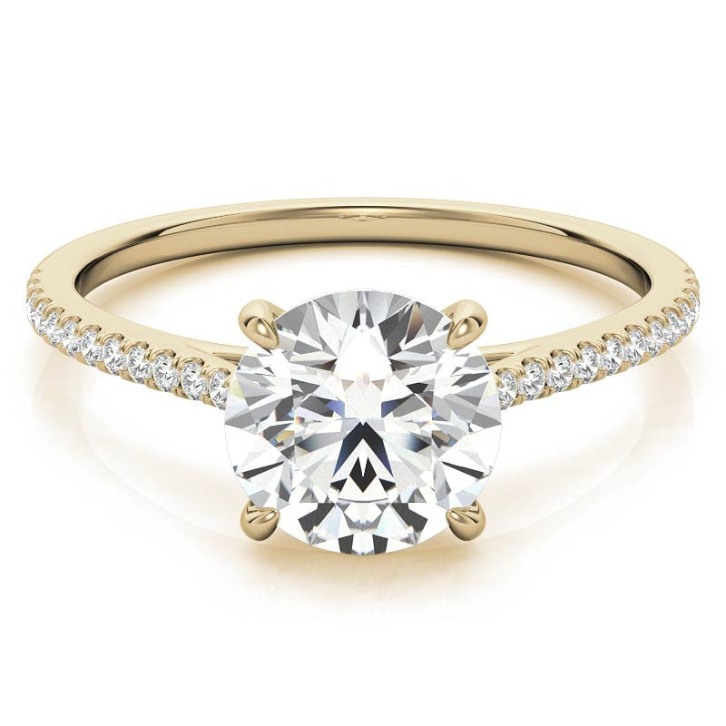 Round 4-Prong Cathedral Moissanite Engagement Ring