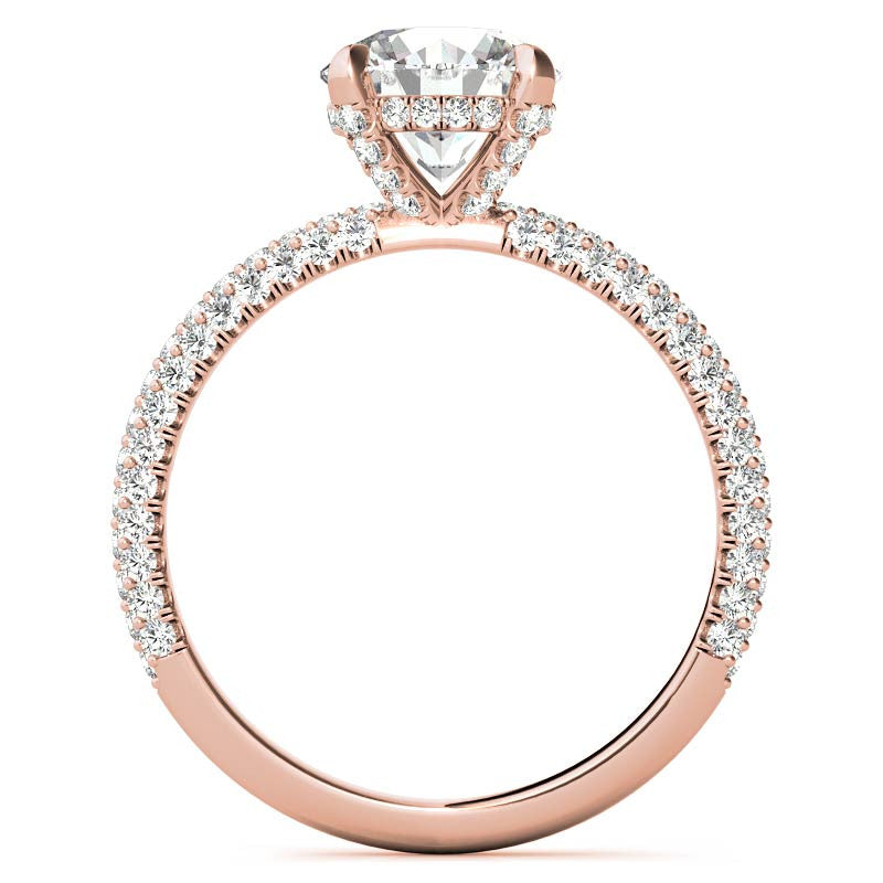 Round Petite Pave Moissanite Engagement Ring with Hidden Halo