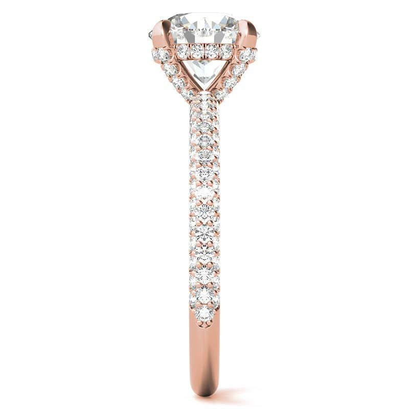 Round Petite Pave Moissanite Engagement Ring with Hidden Halo