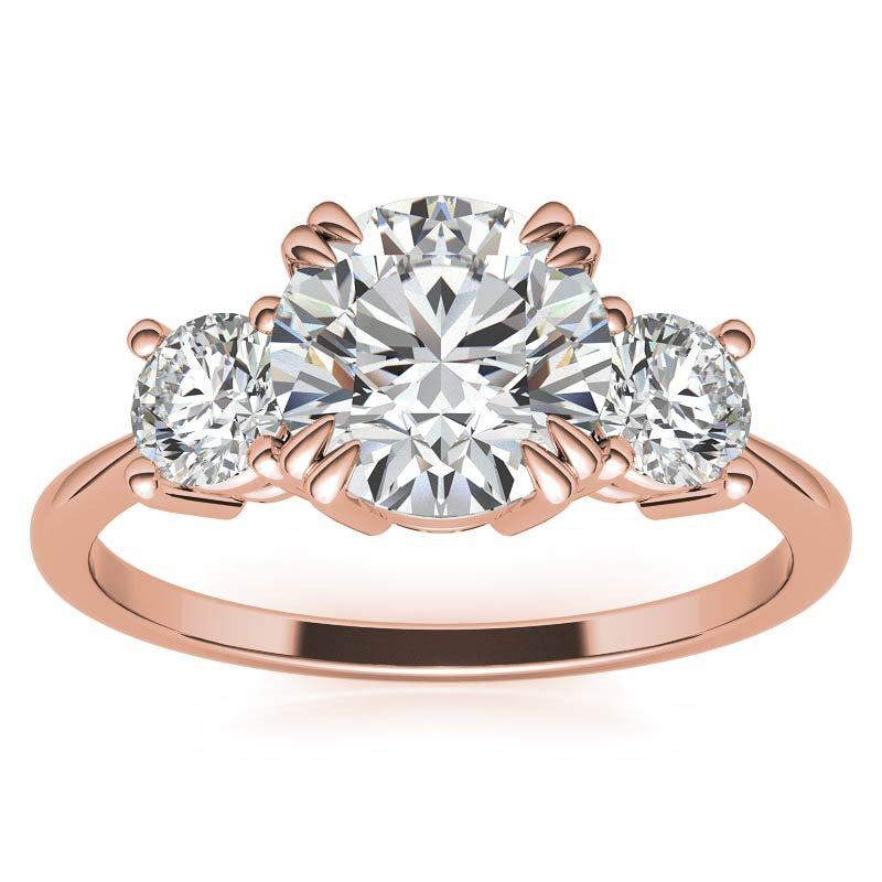 Round Double Prong 3-Stone Moissanite Engagement Ring