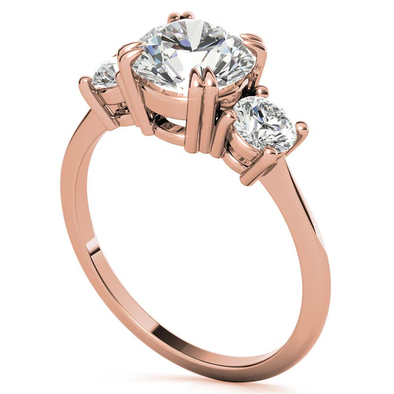 Round Double Prong 3-Stone Moissanite Engagement Ring