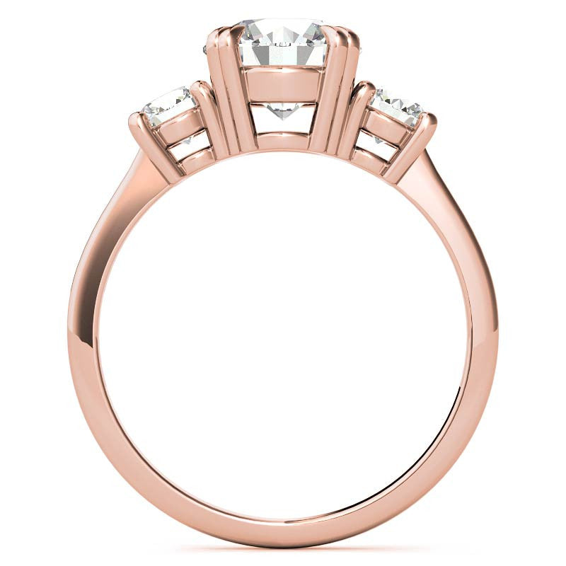 Round Double Prong 3-Stone Moissanite Engagement Ring