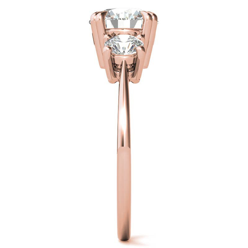 Round Double Prong 3-Stone Moissanite Engagement Ring