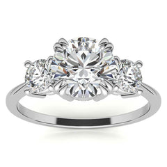 Round Double Prong 3-Stone Moissanite Engagement Ring