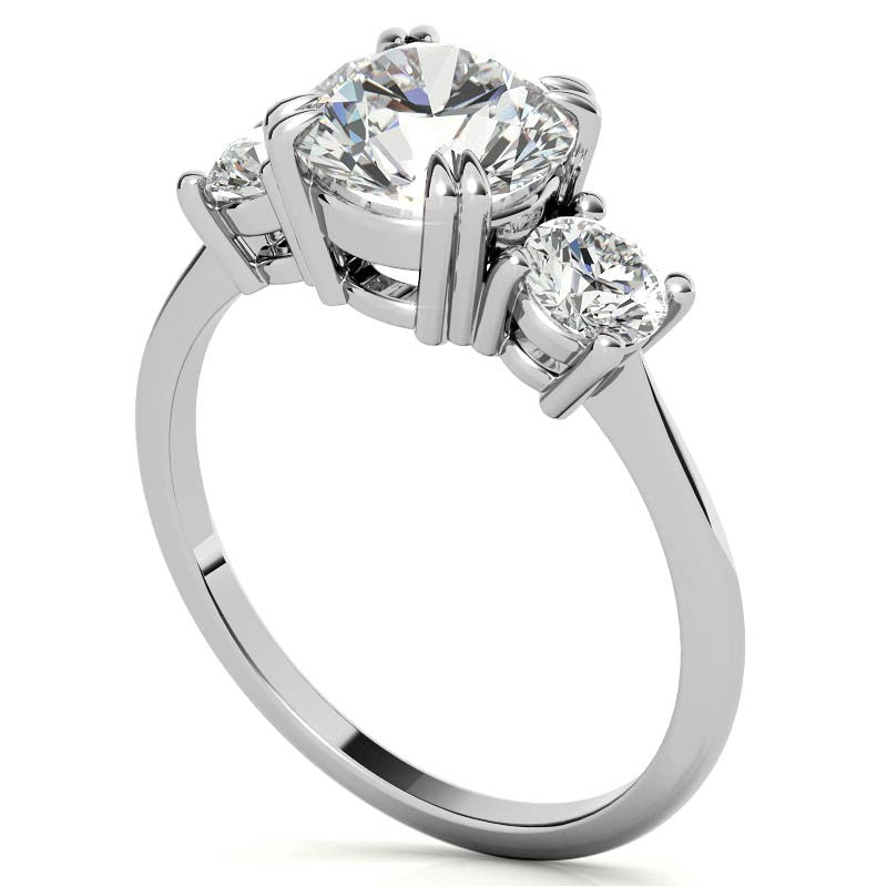 Round Double Prong 3-Stone Moissanite Engagement Ring