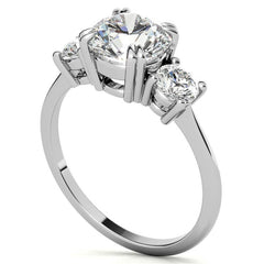 Round Double Prong 3-Stone Moissanite Engagement Ring