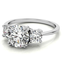 Round Double Prong 3-Stone Moissanite Engagement Ring