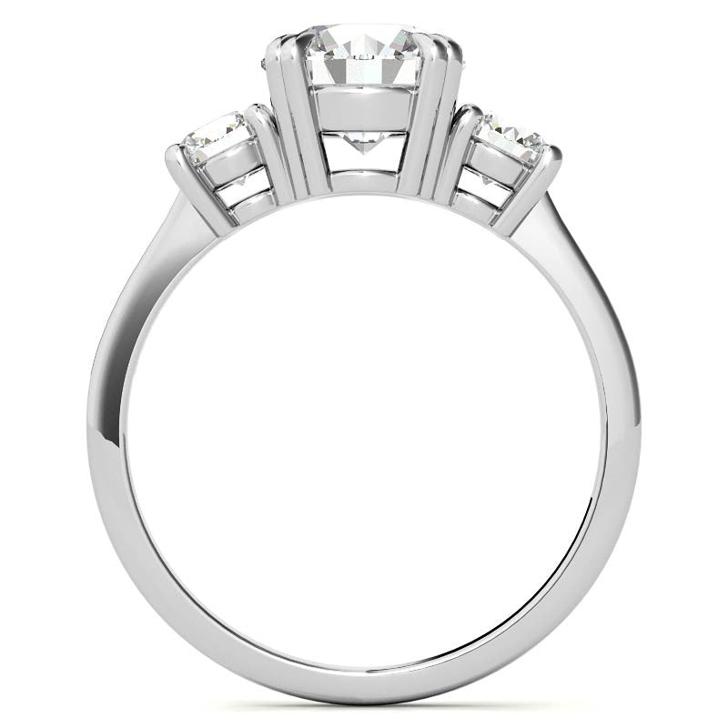 Round Double Prong 3-Stone Moissanite Engagement Ring