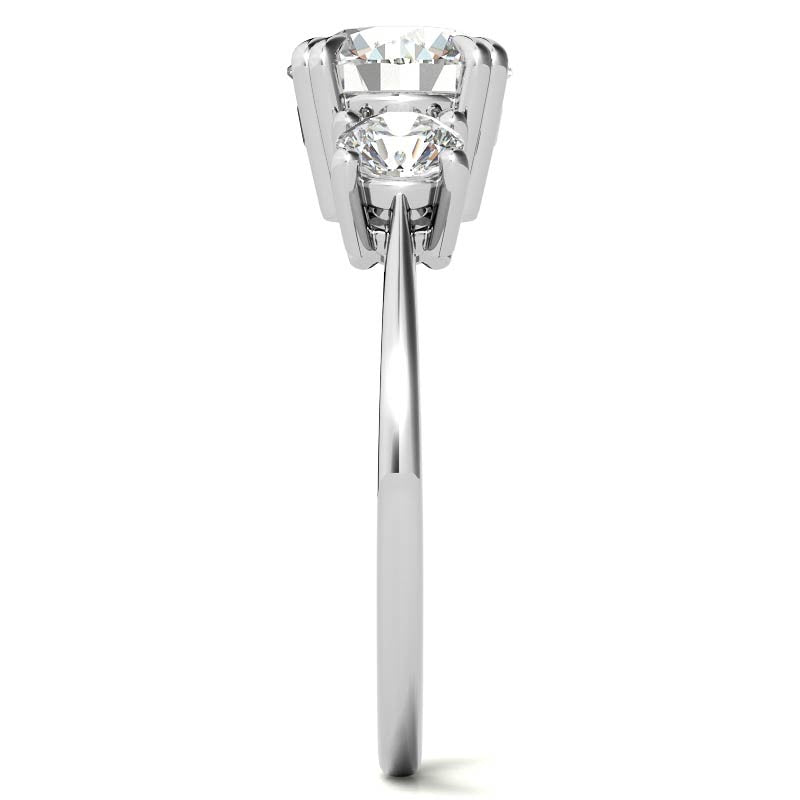 Round Double Prong 3-Stone Moissanite Engagement Ring