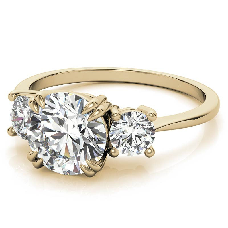 Round Double Prong 3-Stone Moissanite Engagement Ring