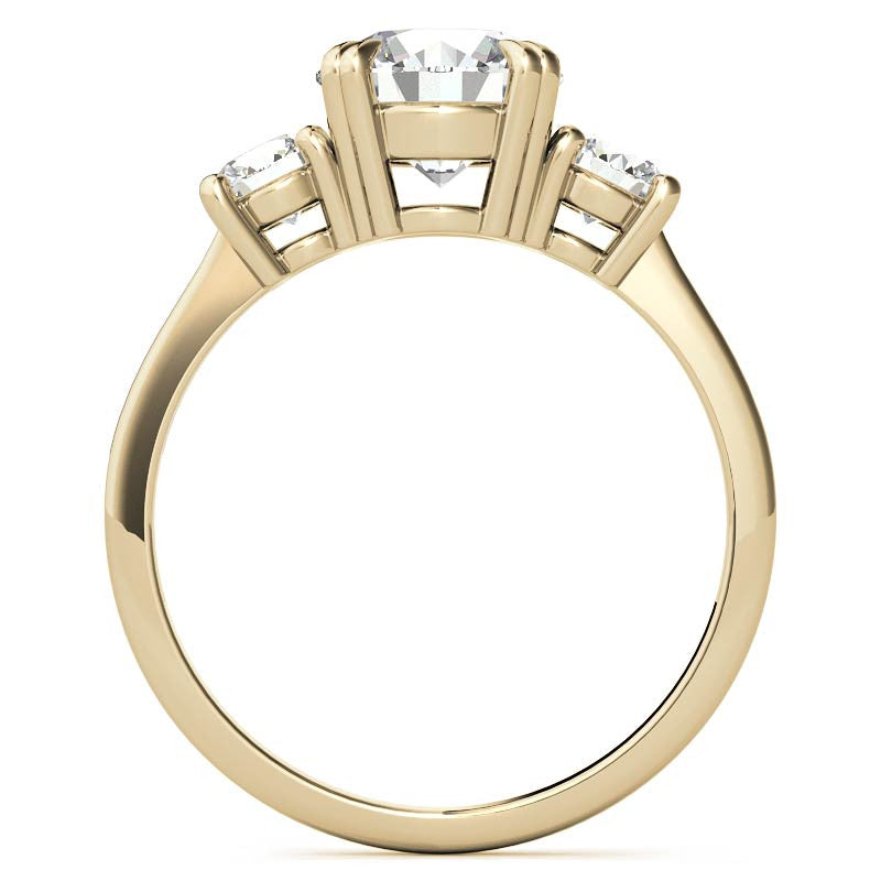 Round Double Prong 3-Stone Moissanite Engagement Ring