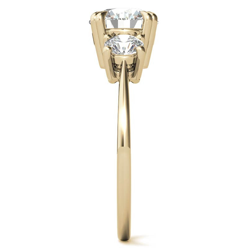 Round Double Prong 3-Stone Moissanite Engagement Ring