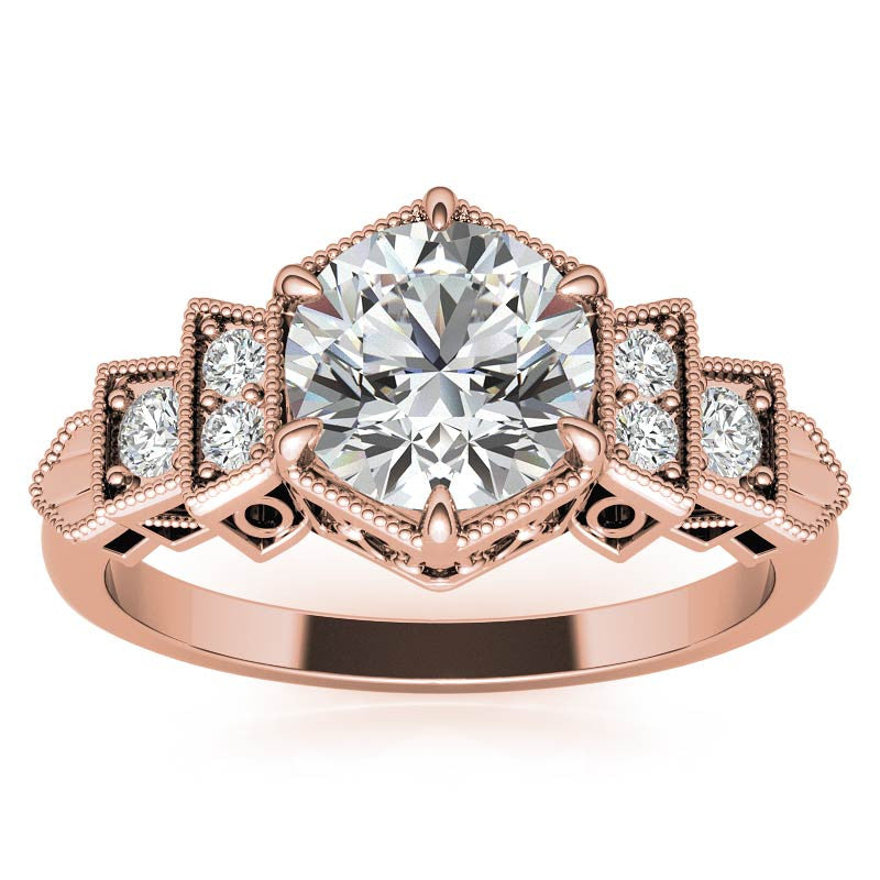 Antique Art Deco Inspired Moissanite Engagement Ring