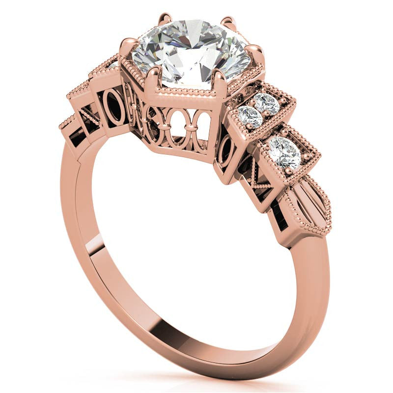 Antique Art Deco Inspired Moissanite Engagement Ring