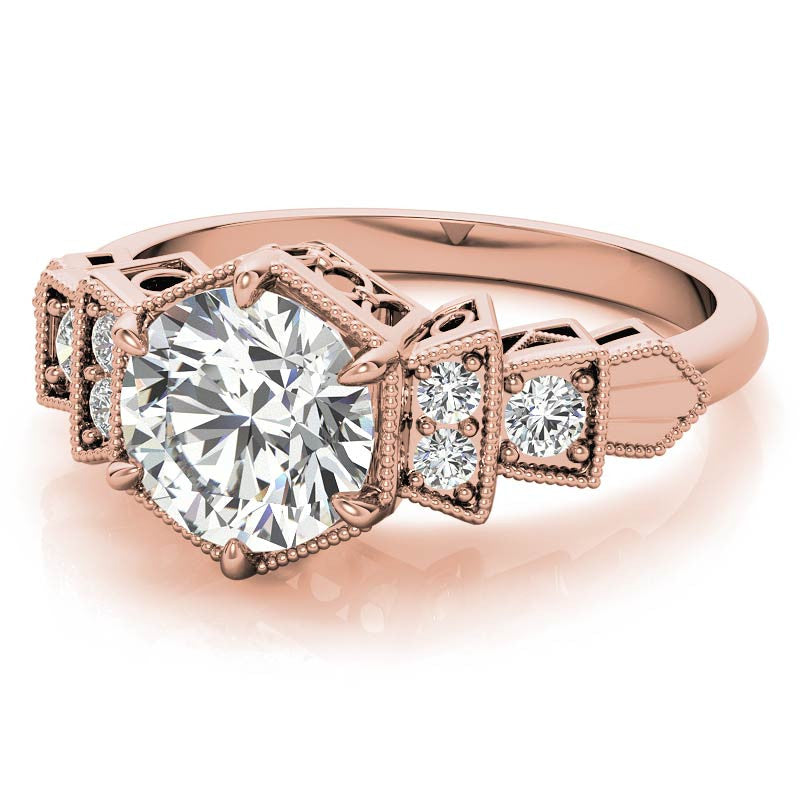 Antique Art Deco Inspired Moissanite Engagement Ring