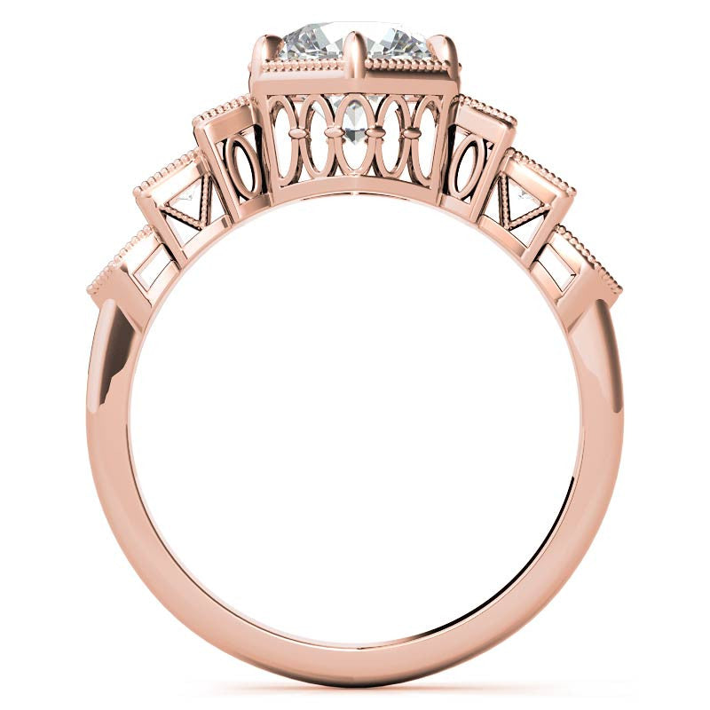 Antique Art Deco Inspired Moissanite Engagement Ring