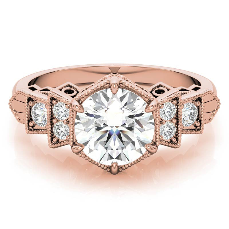 Antique Art Deco Inspired Moissanite Engagement Ring