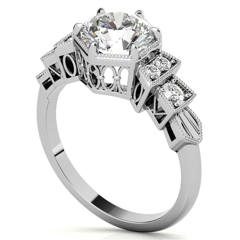Antique Art Deco Inspired Moissanite Engagement Ring