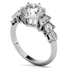 Antique Art Deco Inspired Moissanite Engagement Ring