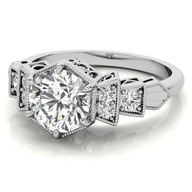 Antique Art Deco Inspired Moissanite Engagement Ring