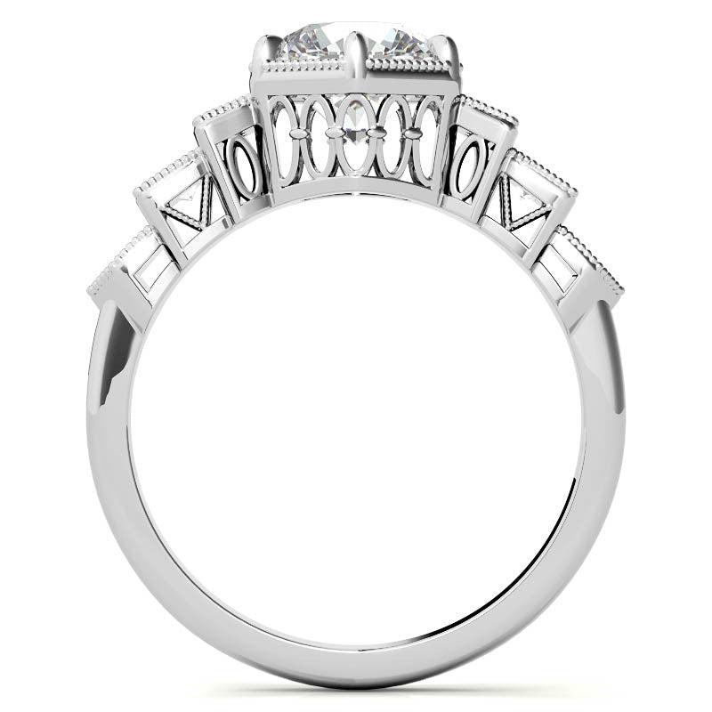 Antique Art Deco Inspired Moissanite Engagement Ring