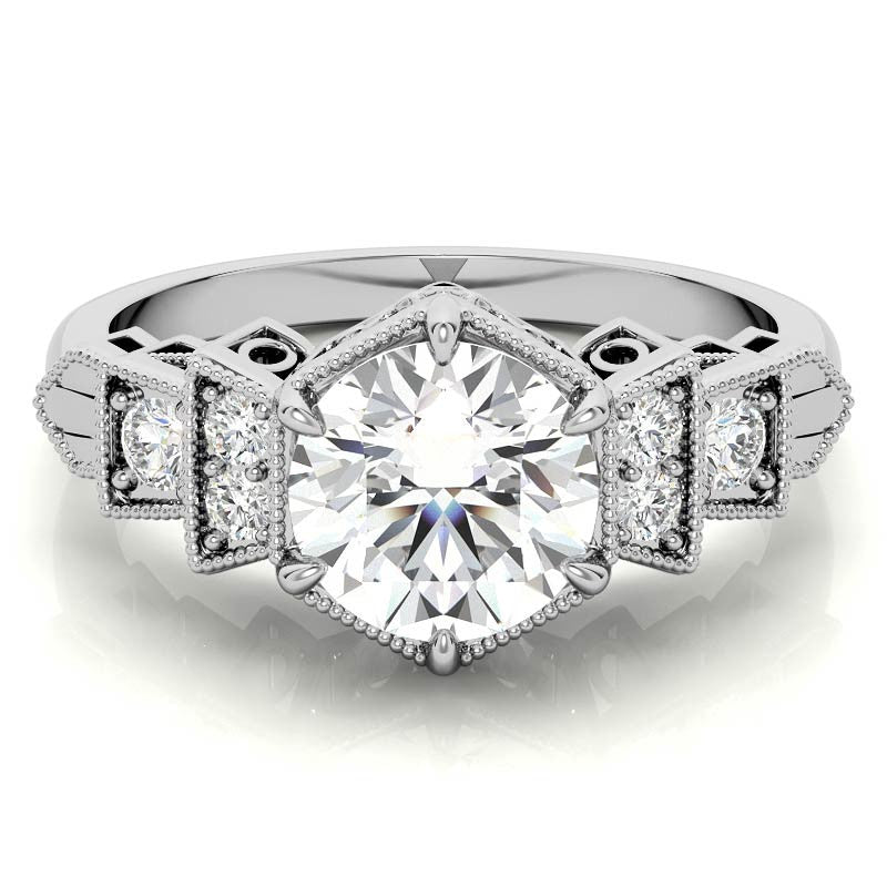 Antique Art Deco Inspired Moissanite Engagement Ring