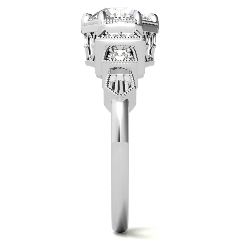 Antique Art Deco Inspired Moissanite Engagement Ring