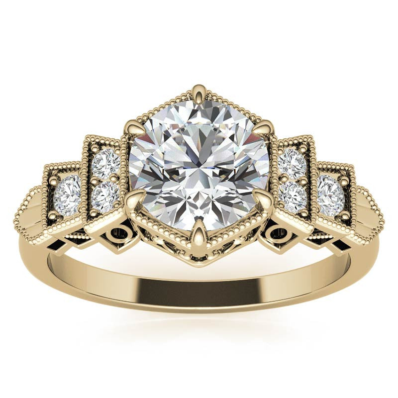 Antique Art Deco Inspired Moissanite Engagement Ring